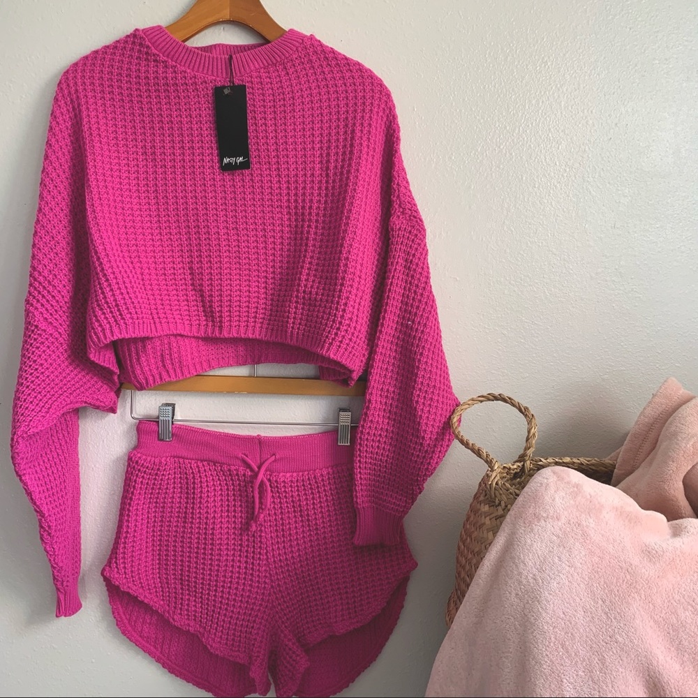Nasty Gal | Waffle Knit Crop Top & Short Set